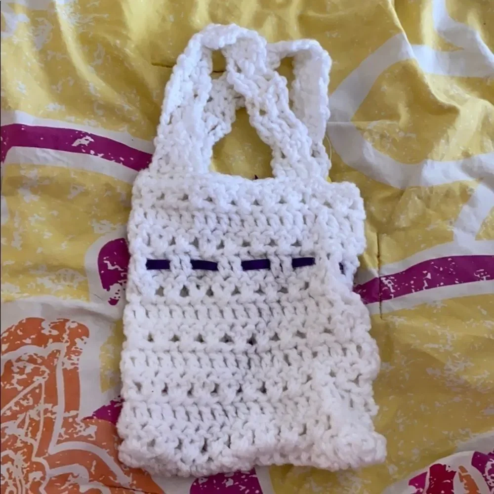 Little Girl’s Handmade Crochet Purse – White Yarn, Adorable Gift Idea